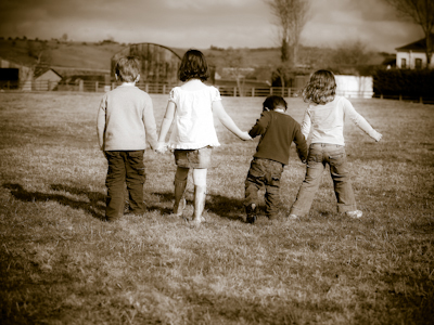 children walking together